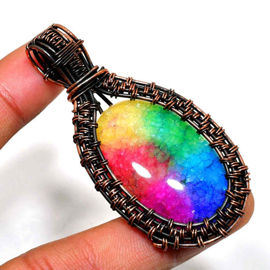 Kaleidoscope Dream – Handcrafted Copper Drusy Quartz Pendant
