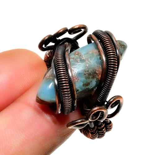 Azure Reverie – Handwoven Turquoise & Copper Ring