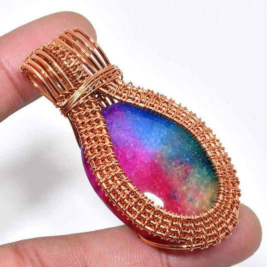 Nova’s Spark – Copper Druzy Agate Pendant