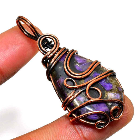 Ezra’s Veil – Amethyst & Copper Wire Pendant