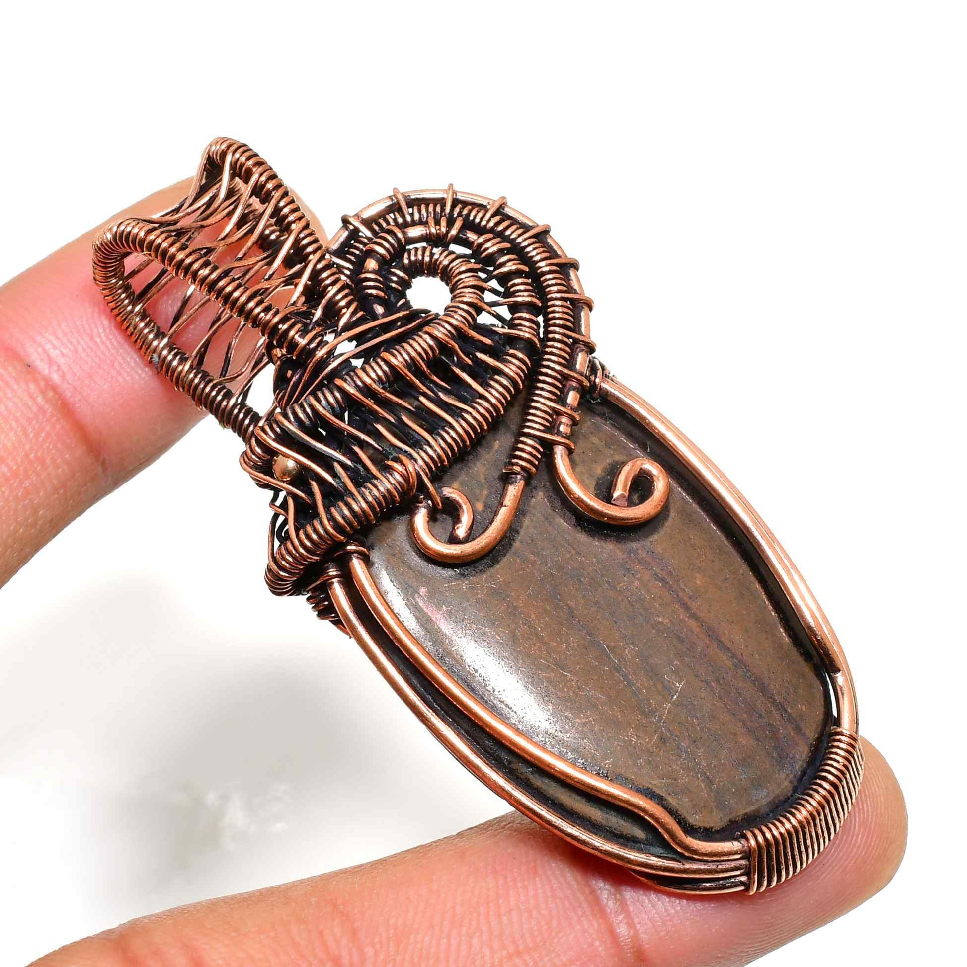 Earth’s Embrace – Oxidized Copper & Natural Stone Pendant
