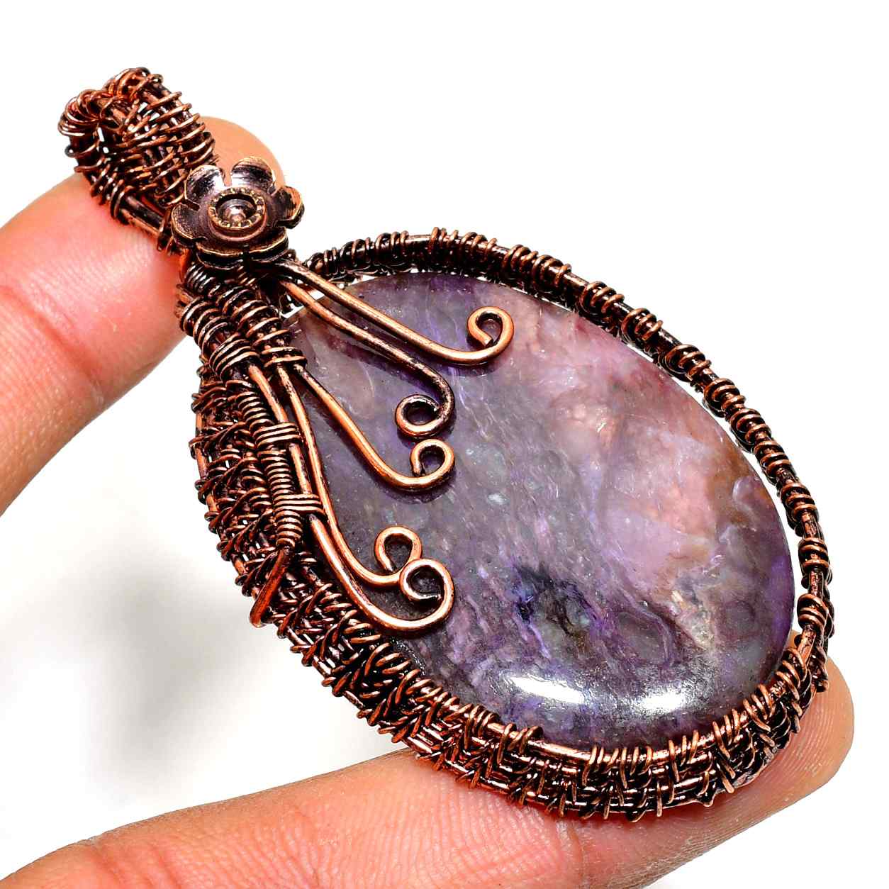 Ezra’s Veil – Amethyst & Copper Mystic Pendant