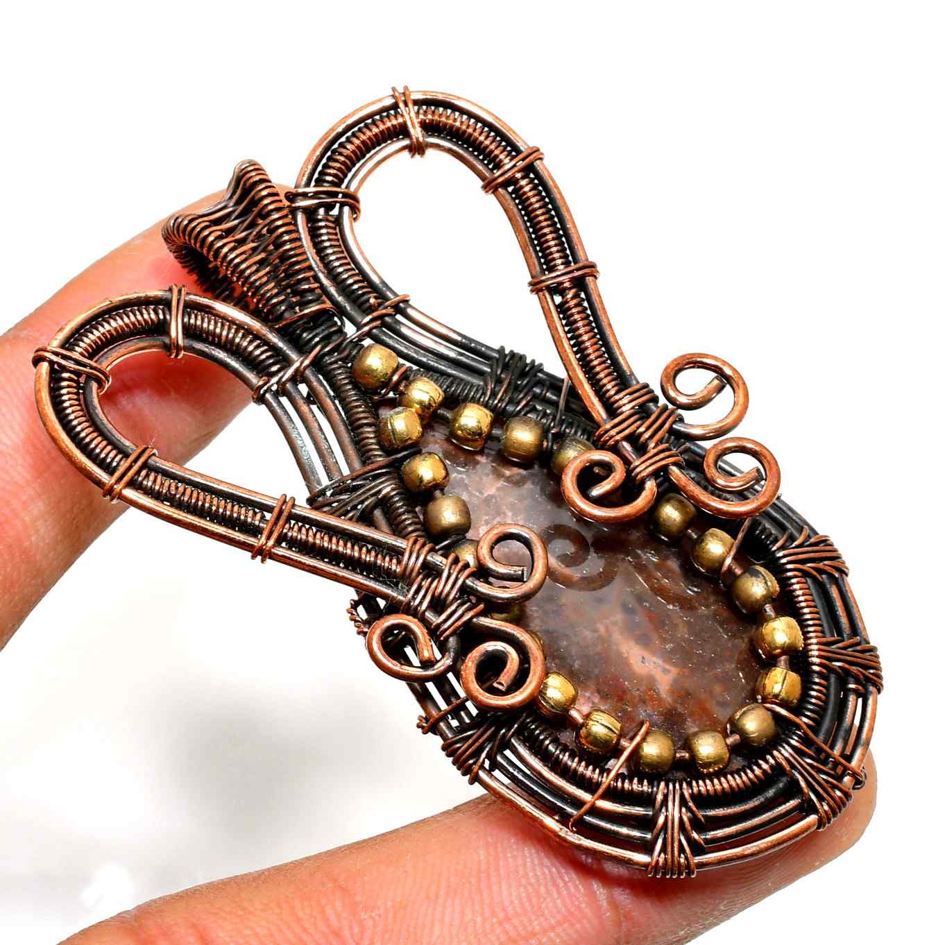 Gaia’s Embrace – Natural Stone Wire-Wrapped Pendant