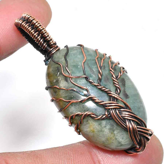 Earth’s Embrace – Copper-Wrapped Gemstone Pendant