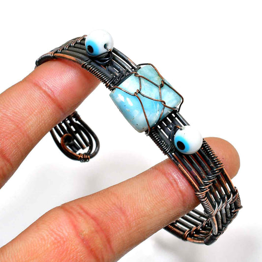 Tranquil Gaze – Aqua Copper Eye Bracelet