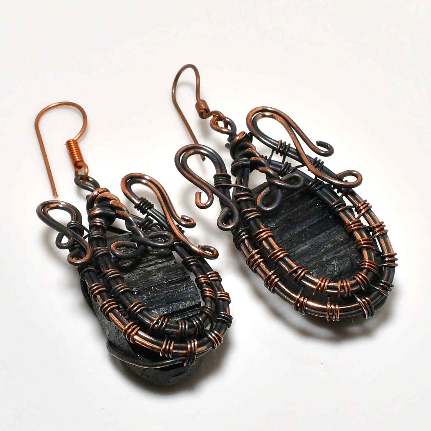 Midnight Guardian – Black Tourmaline Copper Earrings