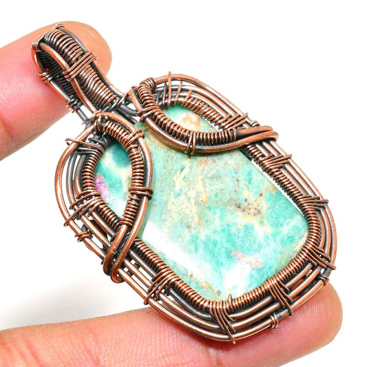 Gaia’s Embrace – Oxidized Copper Stone Pendant