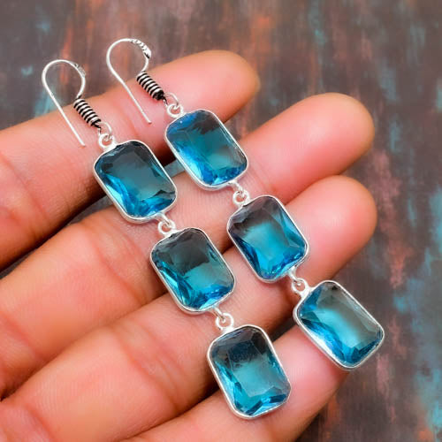 Azure Serenity – Sterling Silver Blue Topaz Drops