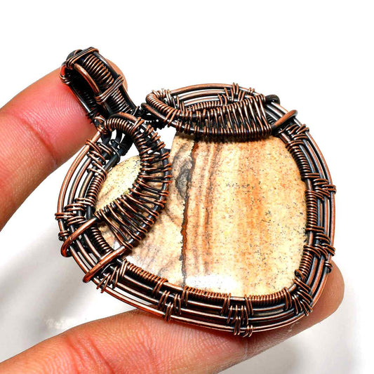 Gaia’s Embrace – Copper-Wrapped Stone Pendant