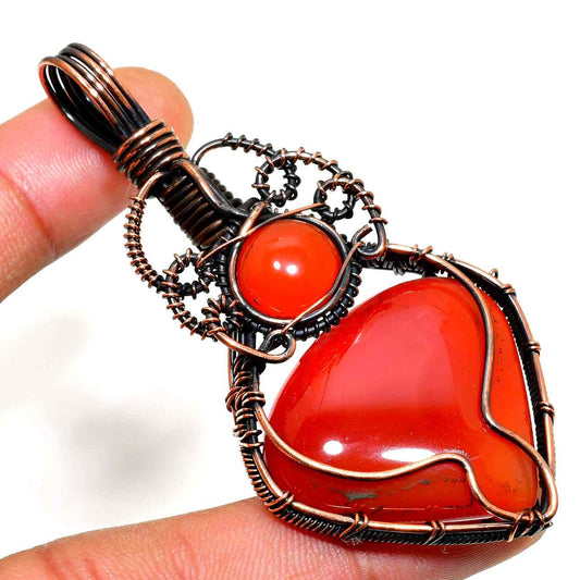 Ember Heart – Carnelian Copper Pendant
