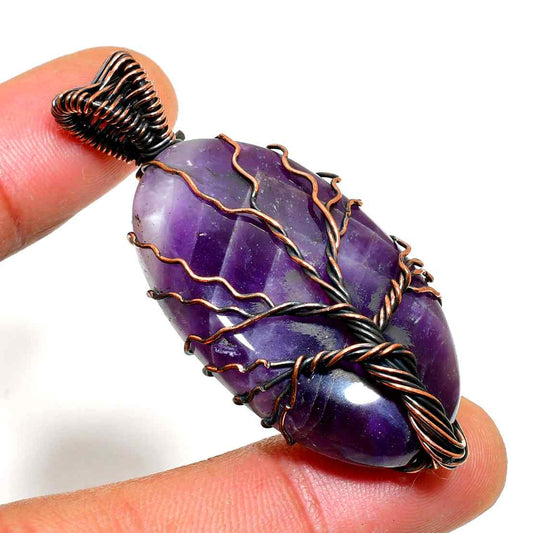 Aurora’s Veil – Amethyst Copper Pendant