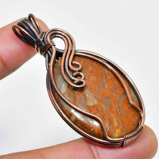 Ember’s Embrace – Jasper Copper Pendant