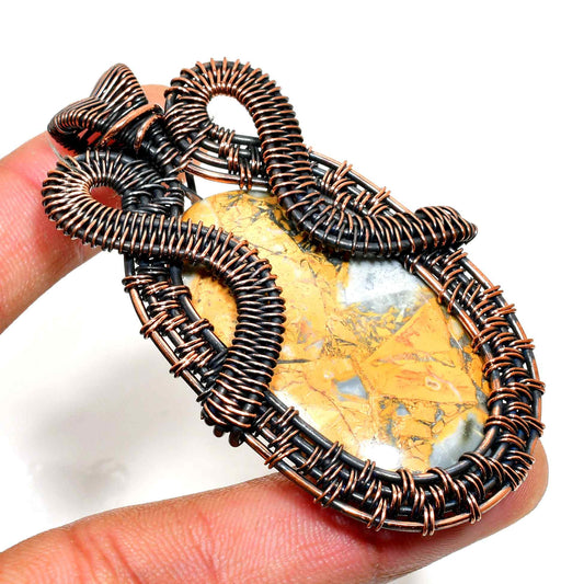 Serpent’s Embrace – Jasper Copper Pendant