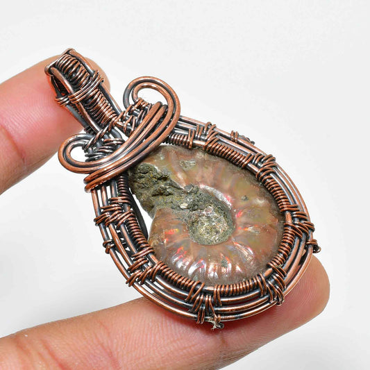 Gaia’s Spiral – Ammonite Copper Pendant