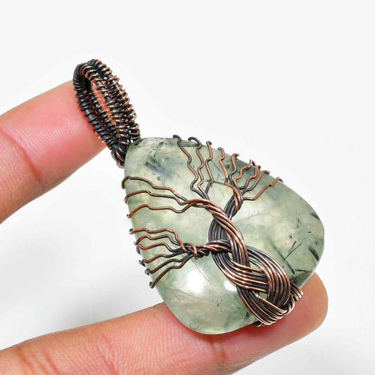 Jade’s Embrace – Copper-Wrapped Green Jade Pendant
