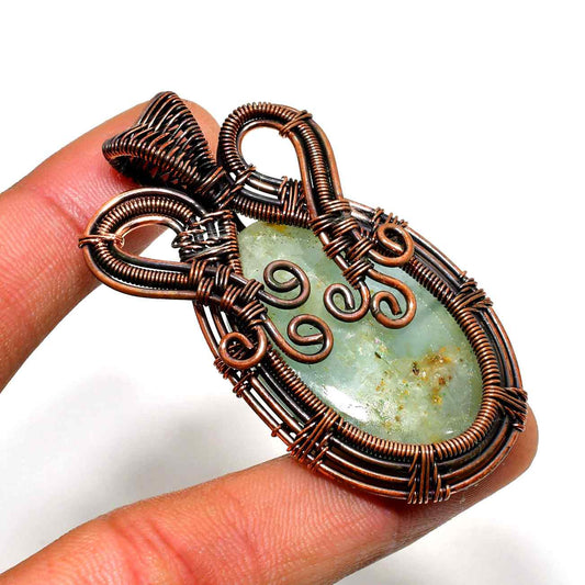 Forest Whisper – Green Gemstone Copper Pendant