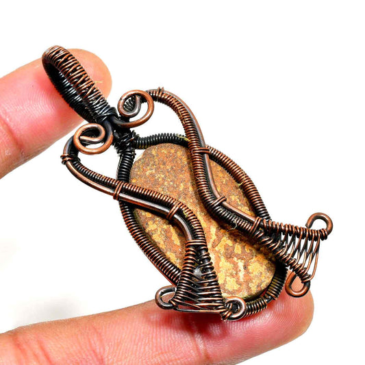 Gaia’s Embrace – Raw Gemstone Copper Pendant