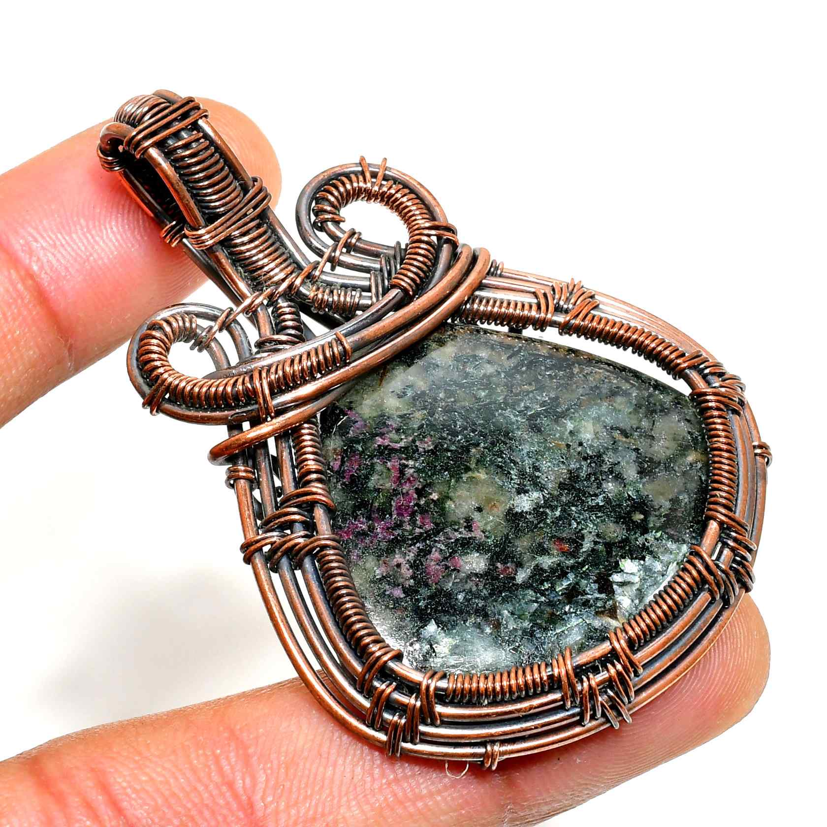 Ezra’s Veil – Handcrafted Amethyst & Oxidized Copper Pendant
