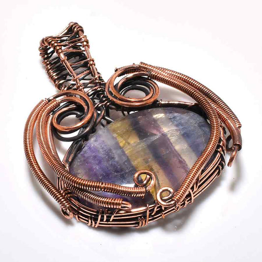 Ezra’s Veil – Fluorite & Oxidized Copper Pendant
