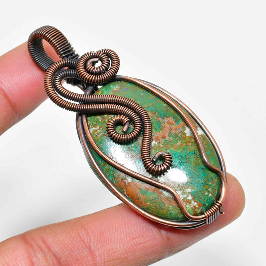 Serpent’s Embrace – Natural Stone Copper Pendant
