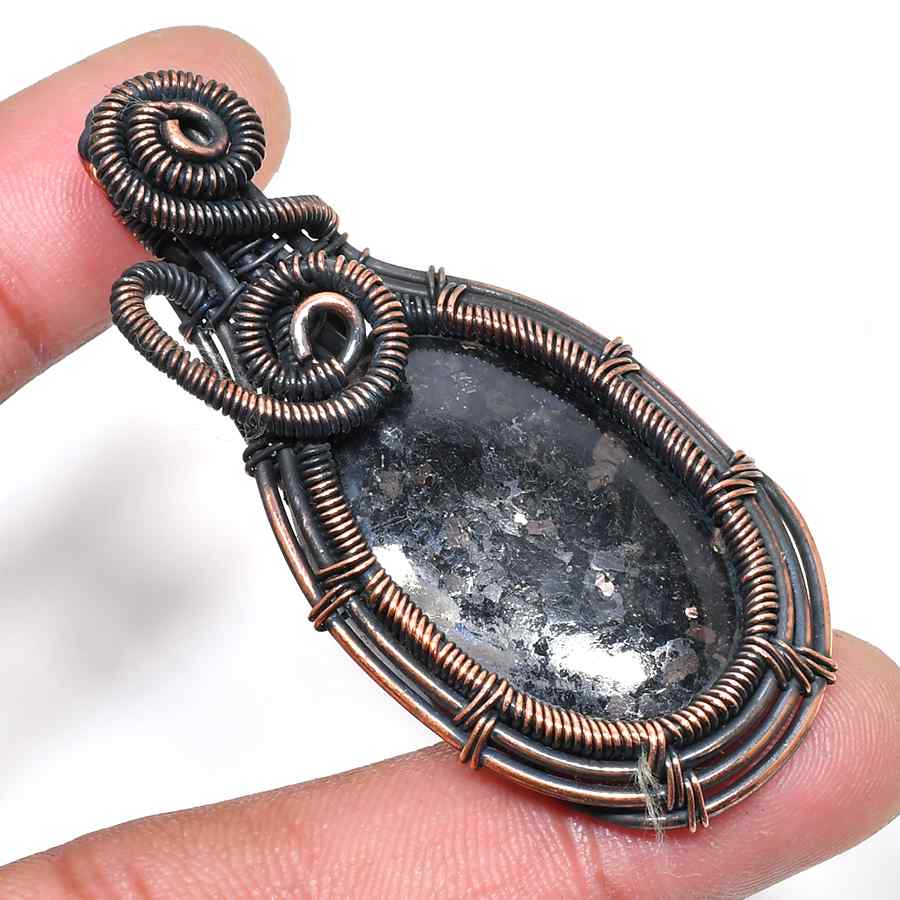 Gaia’s Embrace – Oxidized Copper & Natural Stone Pendant
