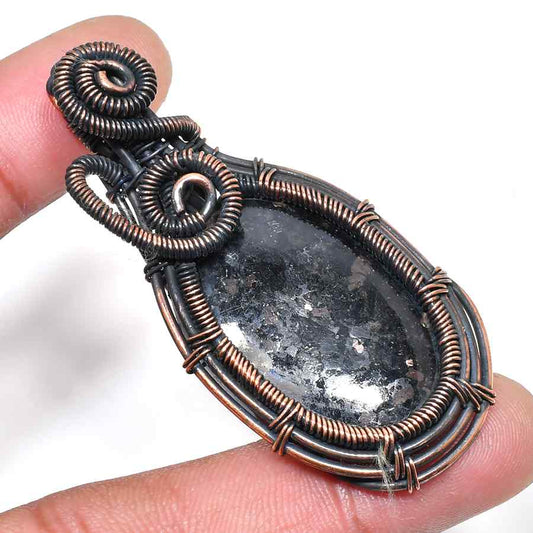 Gaia’s Embrace – Oxidized Copper & Natural Stone Pendant