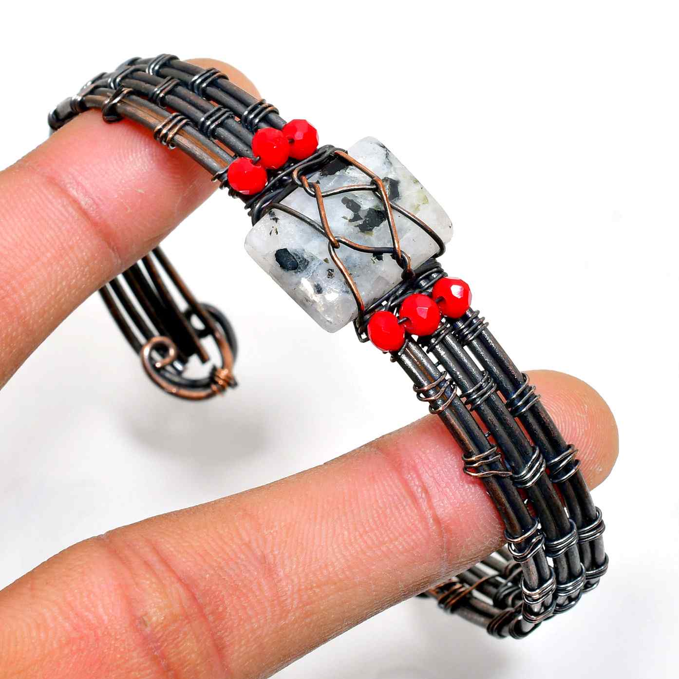 Grounded Flame – Granite & Coral Bracelet