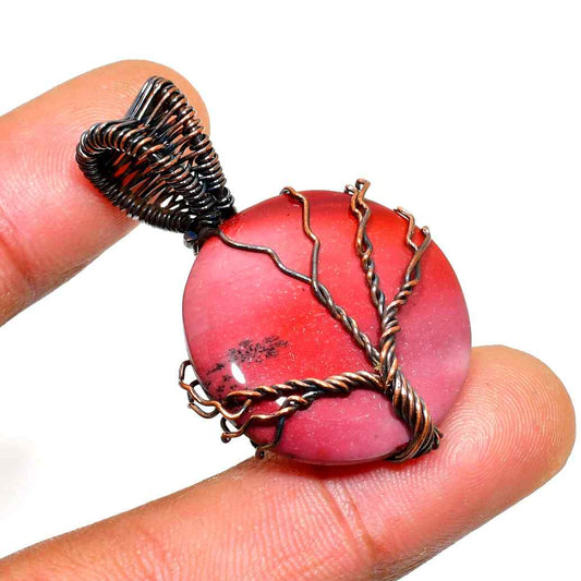 Compassion’s Embrace – Rhodonite Copper Pendant