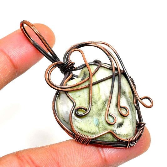 Gaia’s Embrace – Green Gemstone Copper Pendant