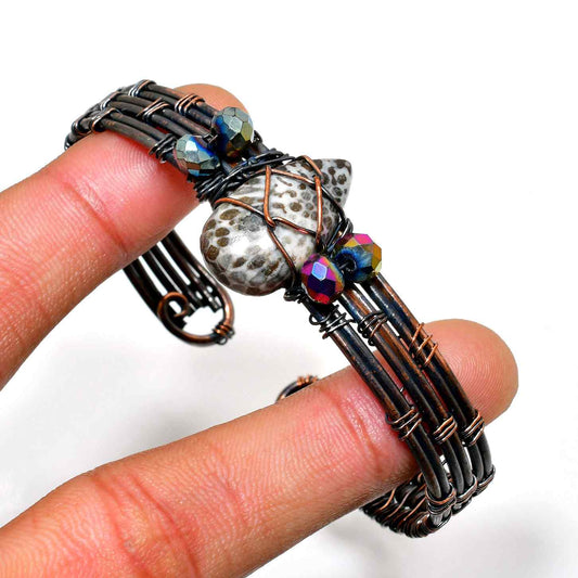 Gaia’s Embrace – Copper & Natural Stone Cuff