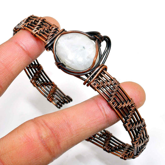 Moonlit Harmony – Copper Moonstone Bracelet