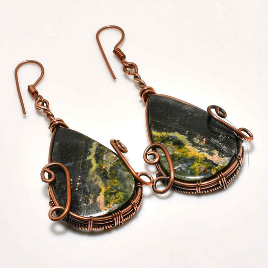 Gaia’s Veil – Blackstone Copper Earrings