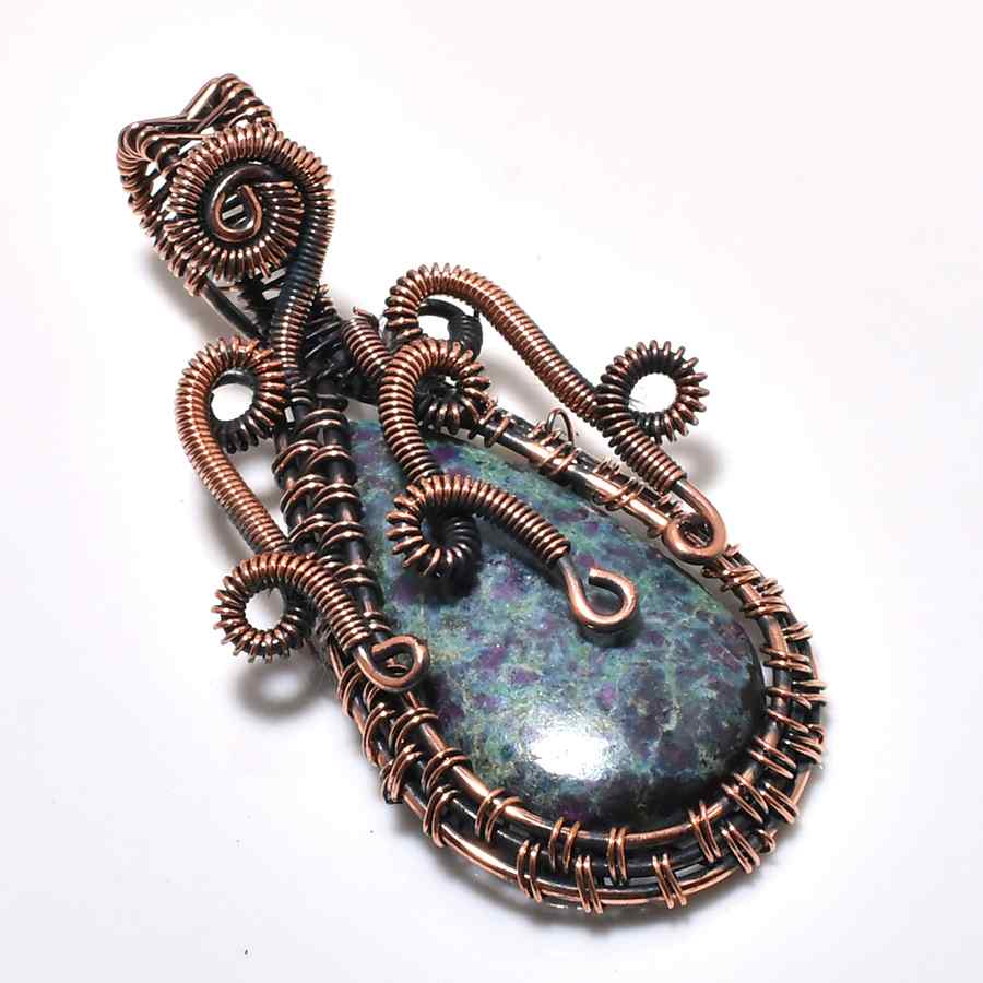 Ezra’s Veil – Oxidized Copper Natural Stone Pendant