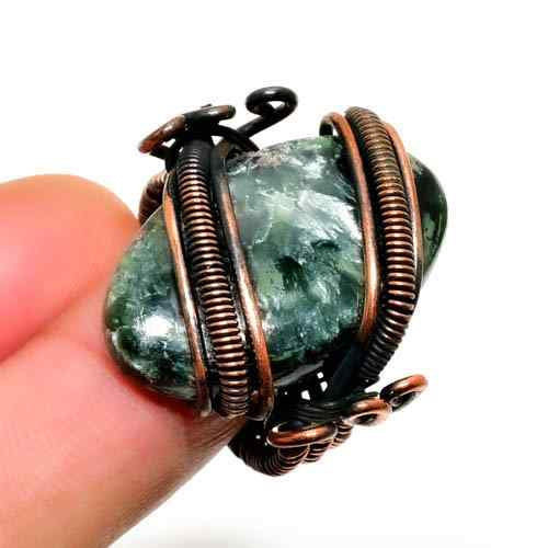 Earthsong – Copper-Wrapped Green Stone Ring