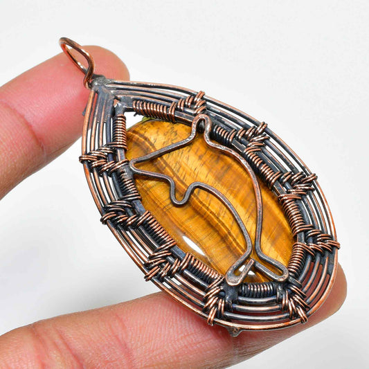 Terra’s Embrace – Tiger’s Eye Copper Pendant