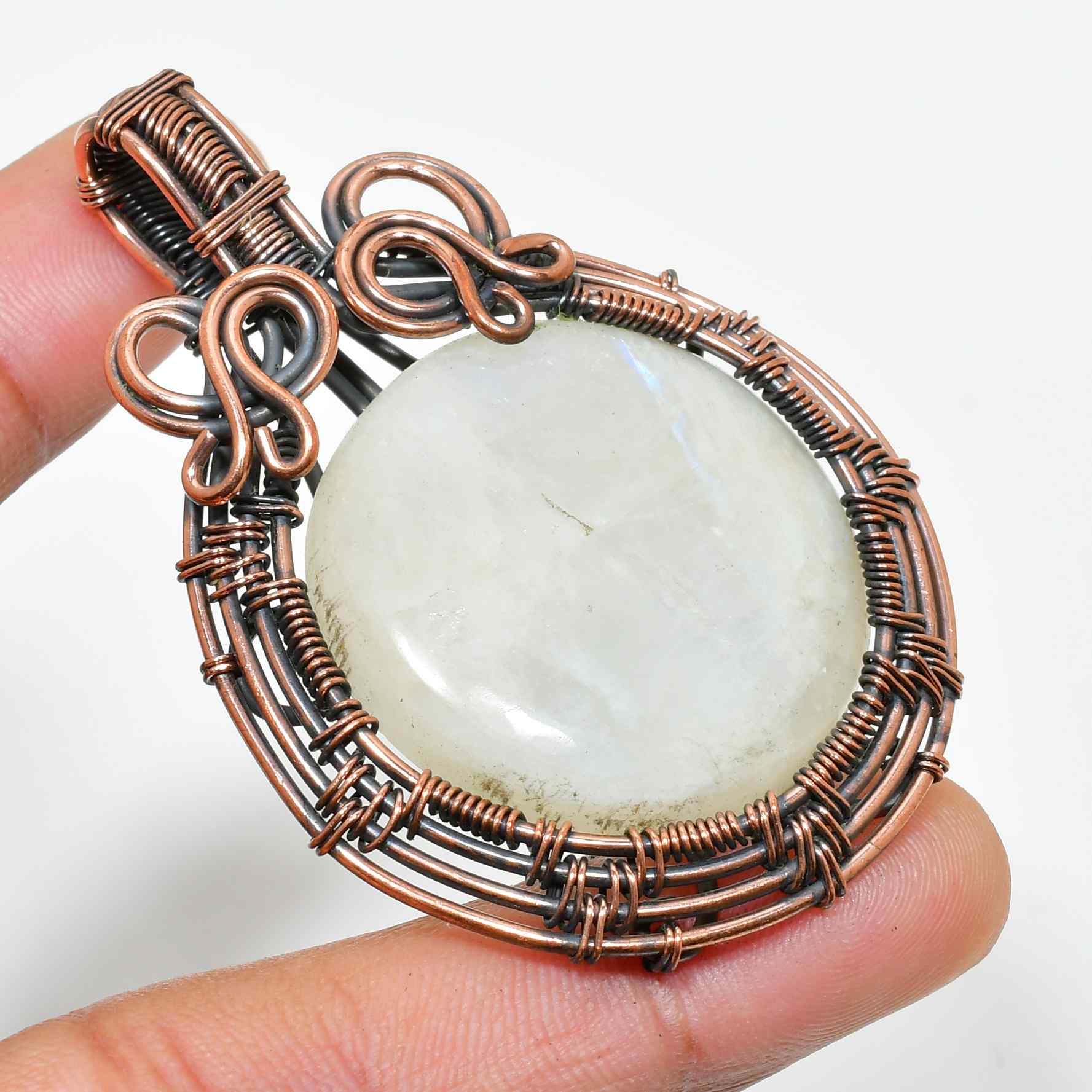 Moonlight Whisper – Handcrafted Moonstone & Copper Pendant