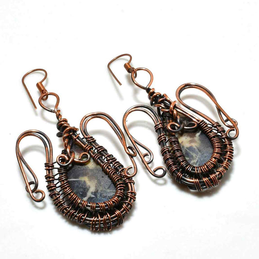 Terra’s Muse – Copper Wrapped Gemstone Earrings