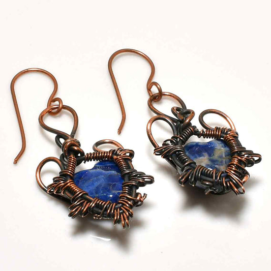 Azure Dreams – Lapis Lazuli Copper Wire Earrings