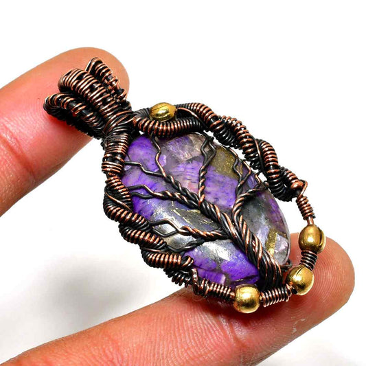 Ezra’s Veil – Amethyst & Oxidized Copper Pendant