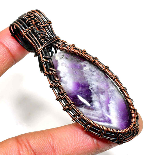 Ezra’s Veil – Oxidized Copper Amethyst Pendant