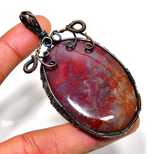 Scarlet Root – Red Agate Copper Pendant