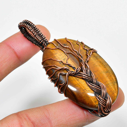 Earth’s Embrace – Tiger’s Eye Copper Pendant