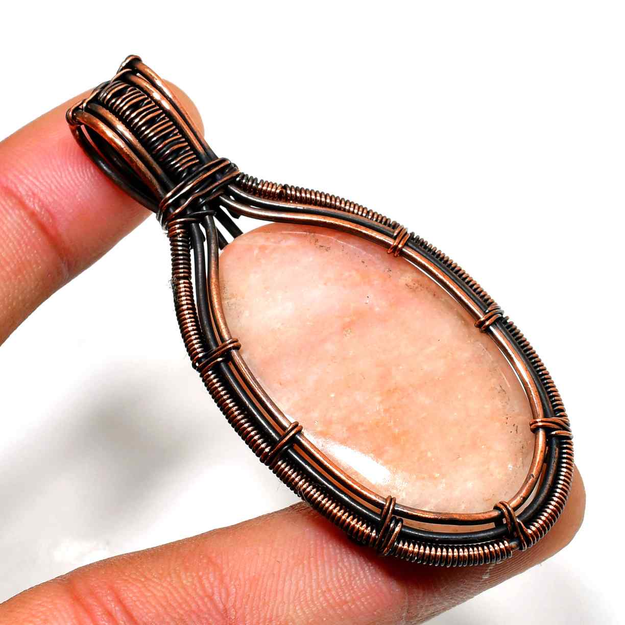 Heart’s Embrace – Rose Quartz Copper Pendant