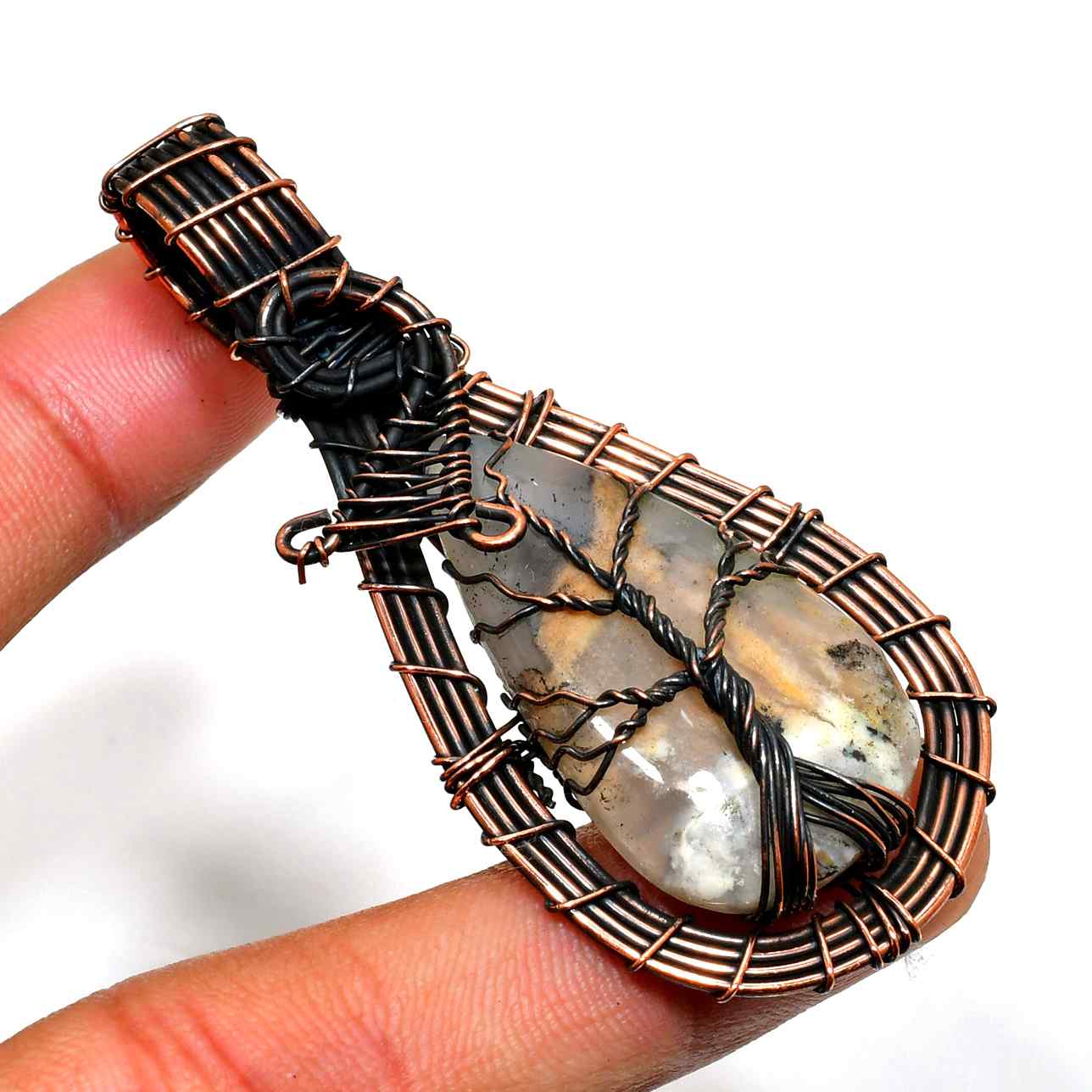 Gaia’s Branch – Copper Tree Gemstone Pendant