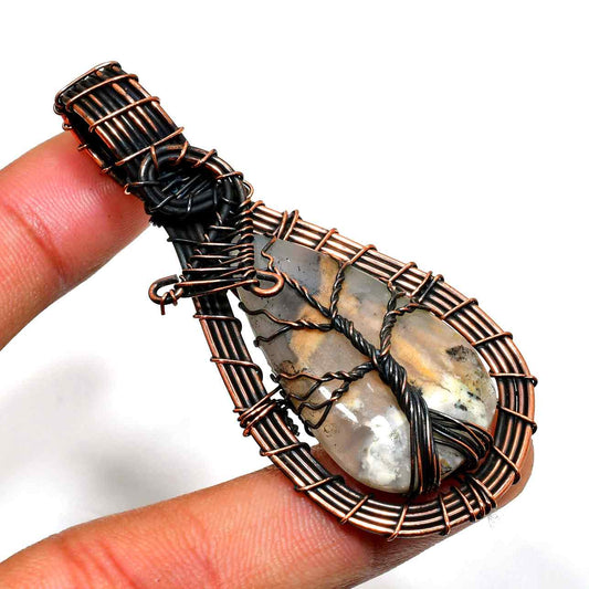Gaia’s Branch – Copper Tree Gemstone Pendant