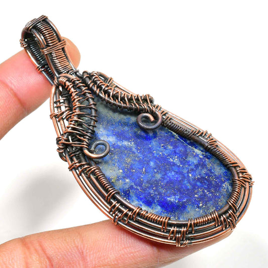 Celestial Harmony – Lapis Lazuli & Oxidized Copper Pendant