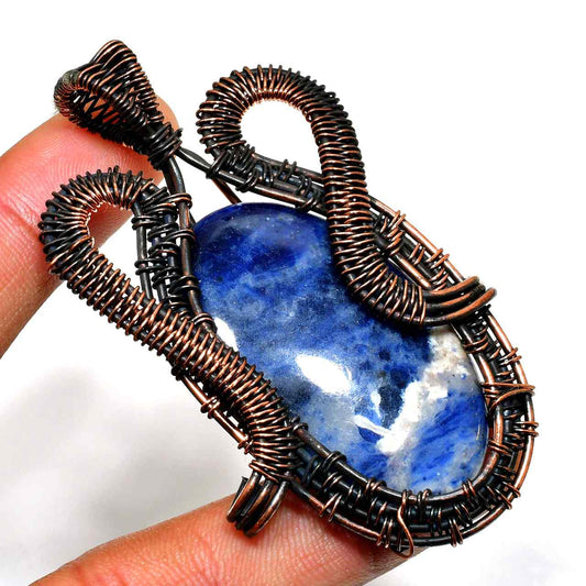 Celestial Embrace – Lapis Lazuli Dark Copper Pendant