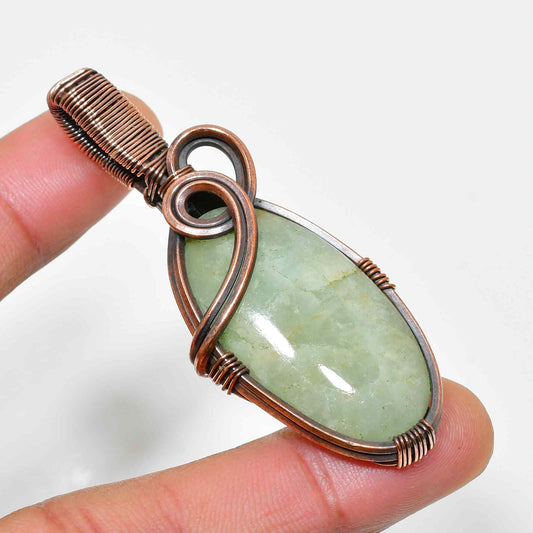 Tranquil Jade – Copper-Wrapped Pendant