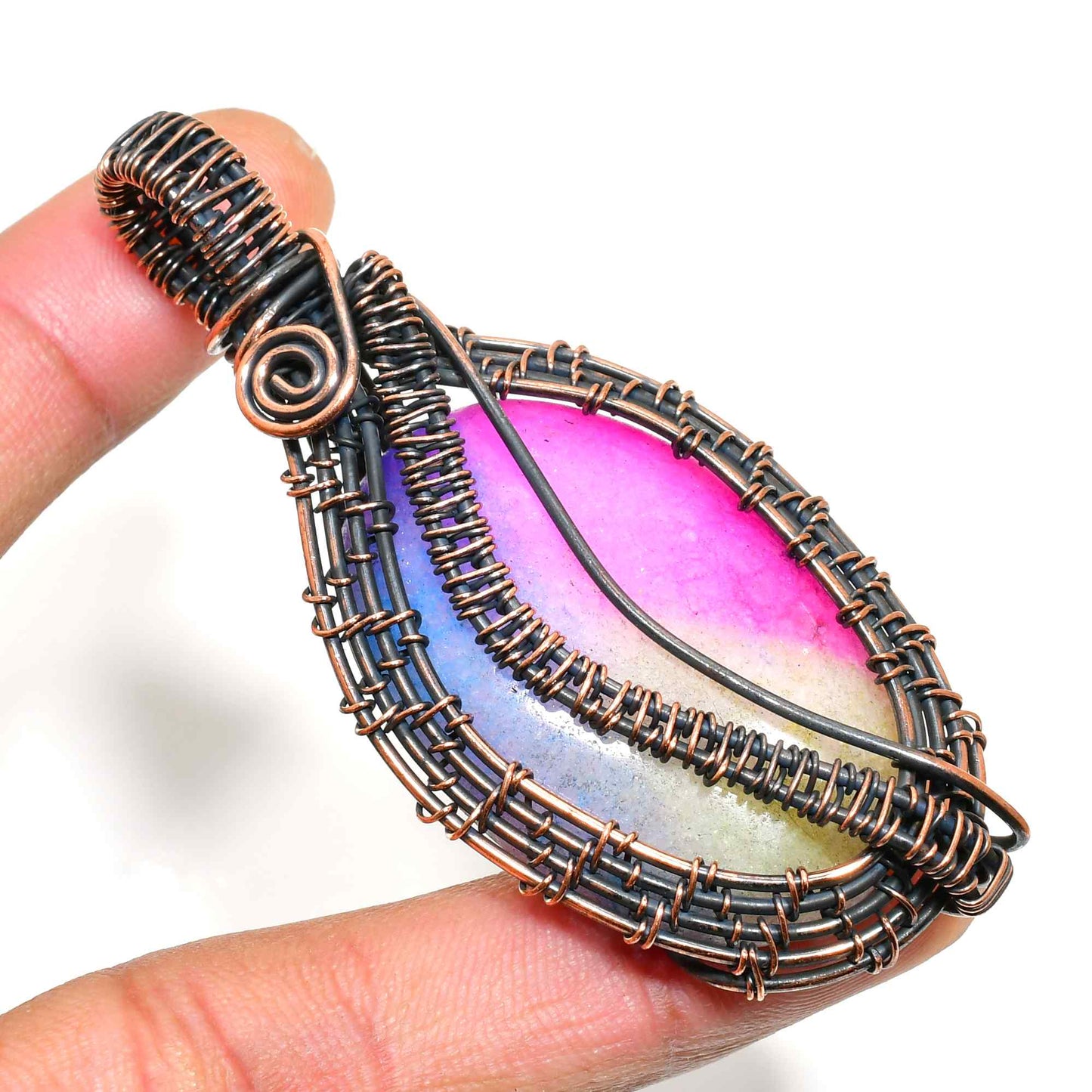 Aurora’s Spiral – Copper Gemstone Pendant