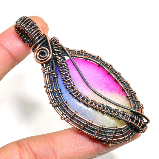 Aurora’s Spiral – Copper Gemstone Pendant